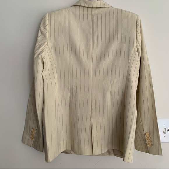 Doen Harrison Pinstripe Double Breasted Suit Blazer Jacket Cream Gessato Stripe - Picture 13 of 16